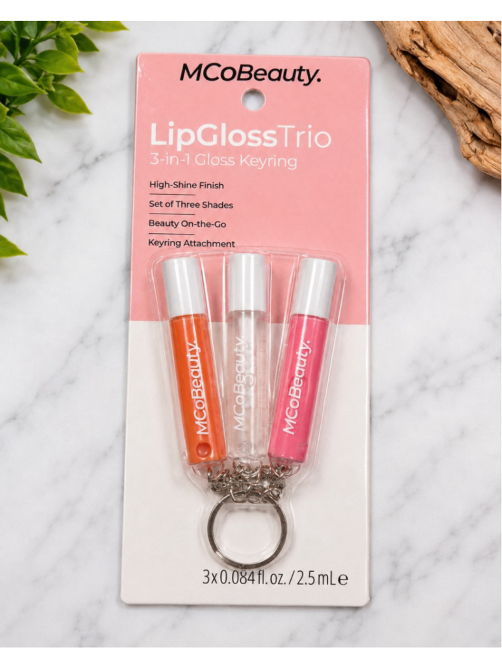 MCoBeauty Lip Gloss Trio 3-in-1 Keyring Set NIP Vegan